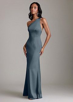 Azazie Voni Abiti da Damigella Abito Sirena in Raso Elasticizzato Monospalla Crepuscolo image6