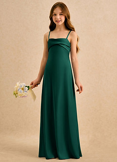 Azazie Mirabella Girls Formal Flower Girl Klänningar Klänning Tubklänning i Stretch Satin Hjärtformad urringning image2