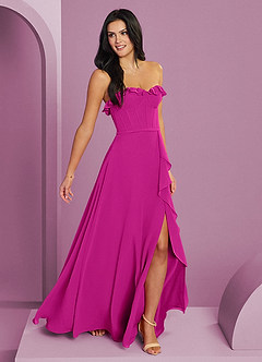 Barbie ♥ Azazie Bridesmaid Dresses Fuchsia A-Line Sweetheart Neckline Chiffon Dress image4