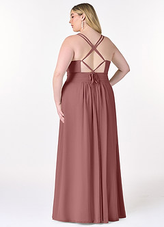 Azazie Farren Final Sale Desert Rose A-Line Pleated Chiffon Convertible Dress image11