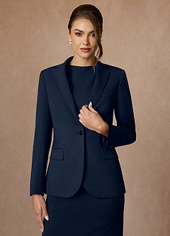 front Kennedy Dark Navy Sukienka Ze Stretchem Strukturalnym