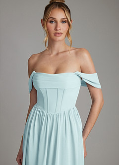 Azazie Caterina Robes de demoiselle d'honneur Robe Trapèze en Mousseline de soie Corset Verre De Mer image8