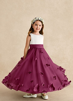 Azazie Vi Flower Girl Dresses Mulberry A-Line Sleeveless Tulle Dress image8