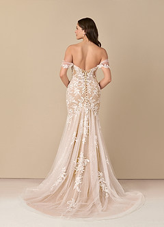 Azazie Leilani Robes de mariée Robe Sirène en Tulle Paillettes Blanc Diamant Caramel image4