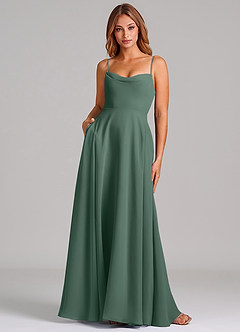 Azazie Elle Jurken voor bruidsmeisjes Jurk van Chiffon met A-Lijn Geplooid Zeemos image1