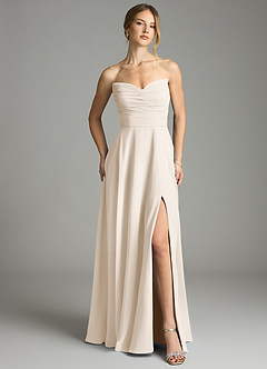 Azazie Ayla Bridesmaid Dresses White Alabaster A-Line Sweetheart Neckline Chiffon Dress image6