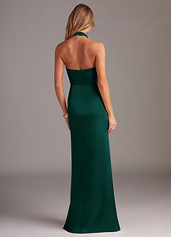 Azazie Jemma Robes de demoiselle d'honneur Robe Fourreau en Satin extensible Plissée émeraude image6