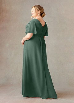 Azazie Morning Glory Kleider für die Brautmutter A-Linie V-Hals Gerüscht Chiffon Kleid Seemoos image8
