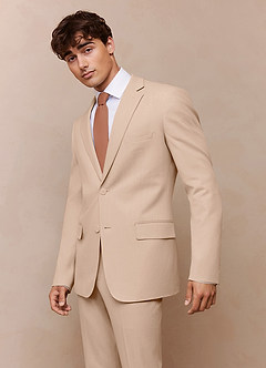 front Savile Tan Wool Blend Suit Jacket