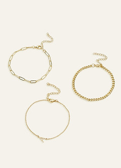 front 3 Piece Initial Letter Bracelet Set