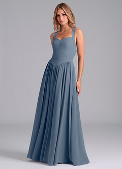 Azazie Francis Robes de demoiselle d'honneur Robe Trapèze en Mousseline de soie Corset Violet Crépusculaire image5