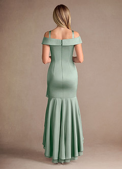 Azazie Billings Mother of the Bride Dresses Agave Mermaid Off the Shoulder Stretch Satin Dress image8