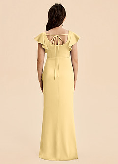 Azazie Demi Junior Butter Mermaid Bow Stretch Satin Dress image2