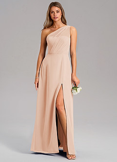 Azazie Phaedra Bridesmaid Dresses English Rose A-Line One Shoulder Chiffon Dress image1