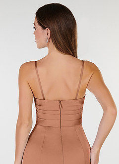 Azazie Yola Bridesmaid Dresses Bronzer Sheath V-Neck Pleated Stretch Satin Convertible Dress image8