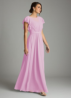 Azazie Daphne vestidos de dama de honor modestos Vestido de Corte en A Volantes Hasta el suelo Gasa image4