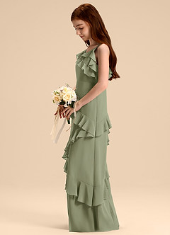 Azazie Evara Junior Pistachio A-Line Chiffon Dress image5