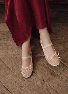 front Belle Crystal Mesh Ballet Flats with Bow