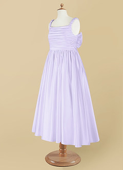 Azazie Cutie Pie Flower Girl Dresses A-Line Pleated Matte Satin Dress image9