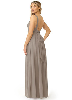 Azazie Kora Bridesmaid Dresses Taupe A-Line Pleated Chiffon Dress image5