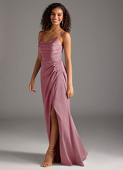 Azazie Deandra Brautjungfernkleider Meerjungfrau-Linie Plissee Stretch-Satin Kleid Vintage Mauve image4