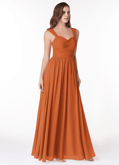 Azazie Zapheira Bridesmaid Dresses Cinnamon A-Line Ruched Chiffon Dress image4