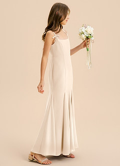 Azazie Evey Junior Abito Sirena in Chiffon Plissettato Alabastro Bianco image5