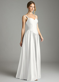 Azazie Evadina Brudepigekjoler En streg Korset Stræk satin Gulv-længde Kjole image4