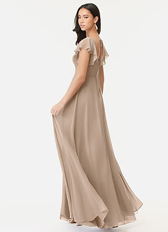 Azazie Bondi Bridesmaid Dresses Taupe A-Line Ruffled Chiffon Dress image5