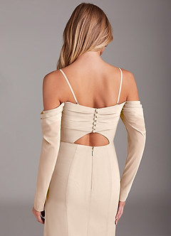 Azazie Hallie Bridesmaid Dresses White Alabaster Mermaid Long Sleeve Chiffon Dress image6