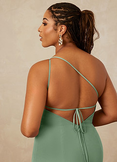 Christian Siriano Bridal for Azazie 1003 Bridesmaid Dresses Matcha Sheath One Shoulder Chiffon Dress image16