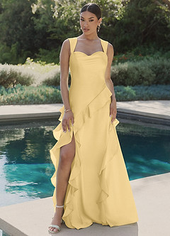 Azazie Sloane Bridesmaid Dresses Butter A-Line Sweetheart Neckline Stretch Satin Dress image4