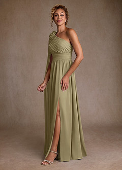 Azazie Lancaster Mother of the Bride Dresses Moss Green A-Line One Shoulder Chiffon Dress image5