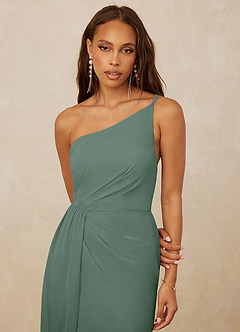 Christian Siriano Bridal for Azazie 1003 Bridesmaid Dresses Eucalyptus Sheath One Shoulder Chiffon Dress image4
