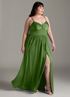 Azazie Zeya Koszorúslány ruhák Sorba áll Rakott Stretch szatén Padlóhosszúság Ruha image12