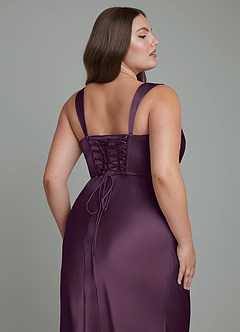 Azazie Agustina Rochii de domnișoară de onoare Sirenă Corset Satin elastic Lungime până la podea Rochie image13