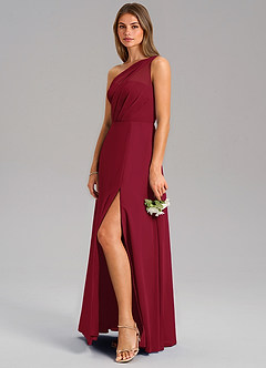 Azazie Phaedra Jurken voor bruidsmeisjes Jurk van Chiffon met A-Lijn One-Shoulder Bourgondië image13