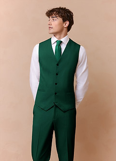 front James Emerald Structured Stretch Suit Vest