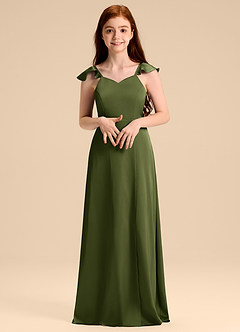 Azazie Everett Junior Black A-Line Bow Stretch Satin Dress image4