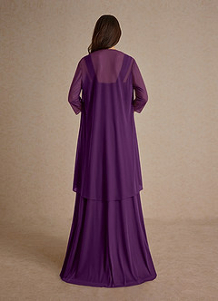 Azazie Clinton Mother of the Bride Dresses Grape A-Line Pleated Mesh Dress image3