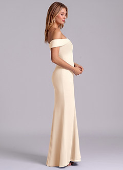 Azazie Luciana Robes de demoiselle d'honneur Robe Fourreau Convertible en Mousseline de soie Épaule décolletée Albâtre Blanc image6