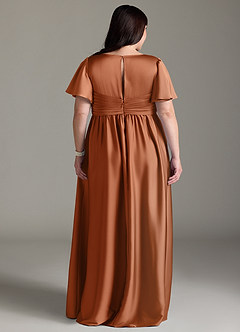 Azazie Verna Abiti da damigella d'onore premaman Abito A-Line Increspato Raso Elasticizzato Floor-Length image11
