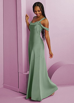 Barbie ♥ Azazie Abiti da Damigella Abito Tubino in Raso Elasticizzato Plissettato Matcha image11