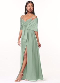 front Azazie Matching Color Aleena Matte Satin Shawl