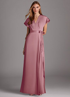 Azazie Nico Final Sale Vintage Mauve A-Line V-Neck Stretch Satin Dress image1