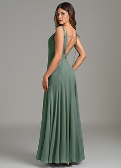 Azazie Dawn Bridesmaid Dresses Eucalyptus Mermaid Pleated Chiffon Dress image2
