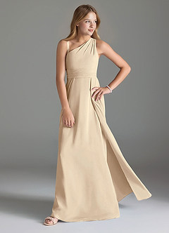 Azazie Dallas Junior Linia A Pofałdowany Szyfon Długość podłogi Młodsza druhna Sukienka image3