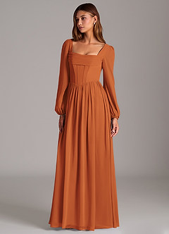 Azazie Maree Bridesmaid Dresses Cinnamon A-Line Corset Chiffon Dress image1