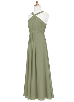 Azazie Anthea Junior Blue Jay Pleated Chiffon Dress image8