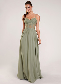 Thalyago Dusty Sage Beading Lace Satin Faced Chiffon Prom Dress image5